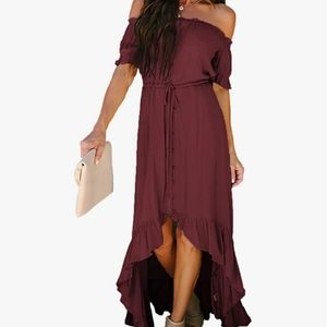 Off the Shoulders High Low Dress
